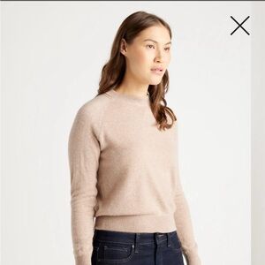 Quince Mongolian Shrunken Cashmere Sweater, Size Medium, Oatmeal